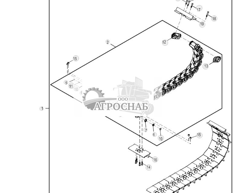Смазываемая цепь гусеницы с 46 звеньями с башмаками 610 мм (24 дюйма) с улавливателем для тяжелых условий эксплуатации - ST790336 5.jpg